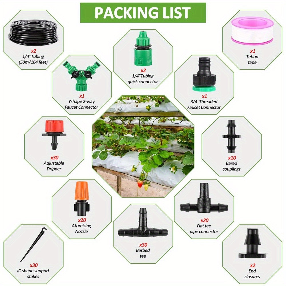 149 pcs Garden Drip Irrigation Kit, 98FT/30M