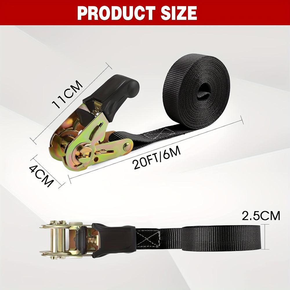 1&2 Pack Ratchet Tie Down Straps, 6M X 25mm