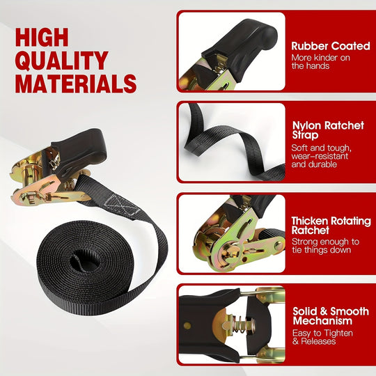 1&2 Pack Ratchet Tie Down Straps, 6M X 25mm