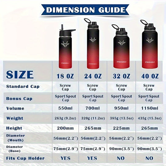 1180ml Stainless Steel Water Bottle
